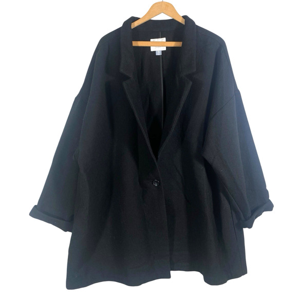 Old Navy Overcoat XXL 2X Womens Black Dressy Oversize Swing Business Old Money - Picture 1 of 11